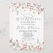 Petite Invitation Baby shower Fleur sauvage, (Devant / Derrière)