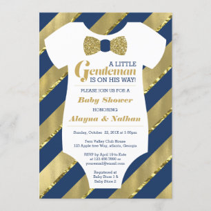 Petite Invitation Baby shower Gentleman, Faux Gold