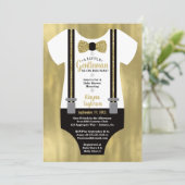 Petite Invitation Baby shower Gentleman, Faux Gold (Debout devant)