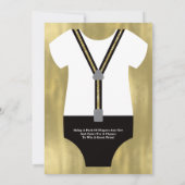 Petite Invitation Baby shower Gentleman, Faux Gold (Dos)