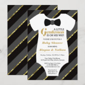 Petite Invitation Baby shower Gentleman, Faux Gold (Devant / Derrière)