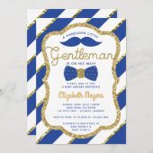 Petite Invitation Baby shower Gentleman, Faux Gold (Devant / Derrière)