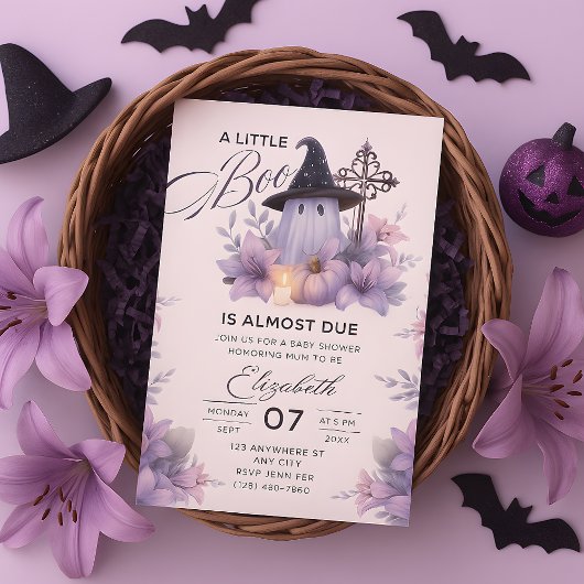 Petite invitation baby shower Halloween Purple
