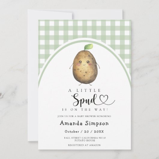 Petite Invitation Baby shower Spud (Devant)