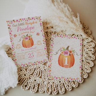 Petite Invitation Citrouille Anniversaire, automne