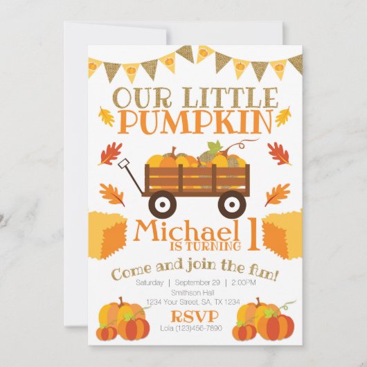 Petite invitation Citrouille, Citrouille Patch Ann (Devant)