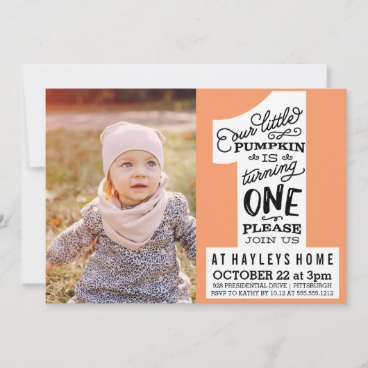 petite invitation d'anniversaire citrouille (Devant)