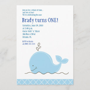 Petite invitation d'anniversaire de la baleine