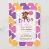 Petite invitation d'anniversaire de singe de (Devant / Derrière)