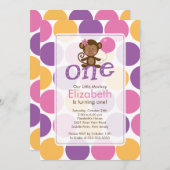 Petite invitation d'anniversaire de singe de (Devant / Derrière)