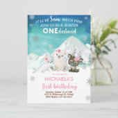 Petite invitation d'anniversaire d'hiver des anima (Debout devant)