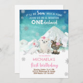 Petite invitation d'anniversaire d'hiver des anima (Devant / Derrière)