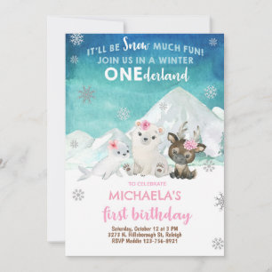 Petite invitation d'anniversaire d'hiver des anima