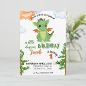 Petite invitation d'anniversaire Dragon, garçon bé (Debout devant)