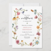 Petite invitation d'anniversaire Fleur sauvage (Devant)