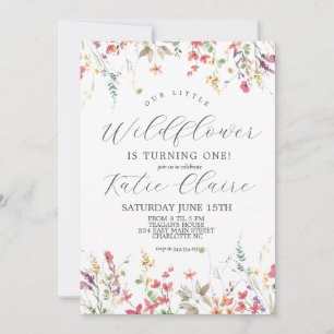 Petite invitation d'anniversaire Fleur sauvage