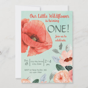 Petite invitation d'anniversaire Fleur sauvage