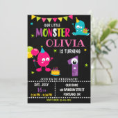 Petite invitation d'anniversaire monstre fille (Debout devant)