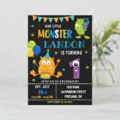 Petite invitation d'anniversaire monstre garçon (Debout devant)