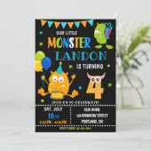 Petite invitation d'anniversaire monstre garçon (Debout devant)