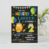Petite invitation d'anniversaire monstre garçon (Debout devant)