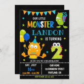 Petite invitation d'anniversaire monstre garçon (Devant / Derrière)