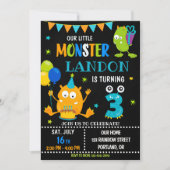 Petite invitation d'anniversaire monstre garçon (Devant)