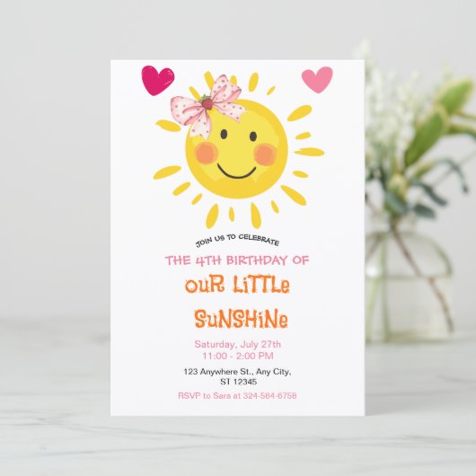 Petite Invitation d'anniversaire Sunshine Joyeux S (Debout devant)