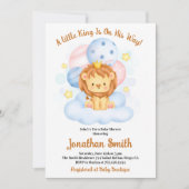 Petite invitation de baby shower aquarelle Lion Sa (Devant)