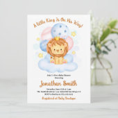 Petite invitation de baby shower aquarelle Lion Sa (Debout devant)