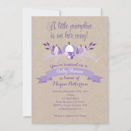 Petite invitation de Baby shower Citrouille - Lava (Devant)
