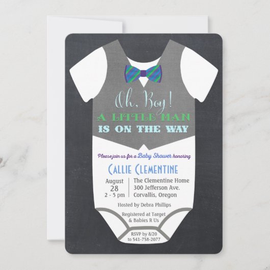 Petite invitation de baby shower de cravate d'arc (Devant)