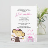 Petite invitation de baby shower de fille de singe (Debout devant)