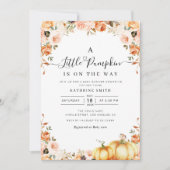 petite invitation de baby shower de script citroui (Devant)