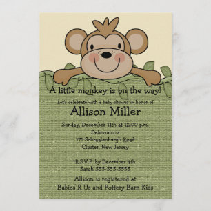 Petite invitation de baby shower de singe