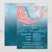 Petite invitation de baby shower de sirène (Devant / Derrière)