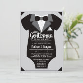 Petite invitation de Baby shower Gentleman, Tuxedo (Debout devant)
