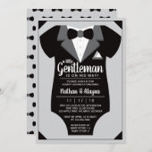 Petite invitation de Baby shower Gentleman, Tuxedo (Devant / Derrière)