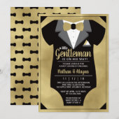 Petite invitation de Baby shower Gentleman, Tuxedo (Devant / Derrière)