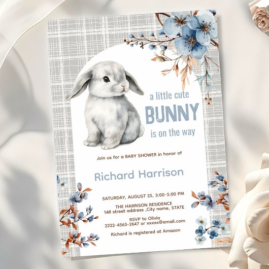Petite invitation de baby shower lapin de forêt ru
