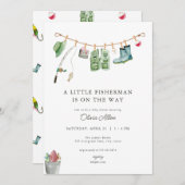 Petite Invitation de Baby shower pêcheur (Devant / Derrière)