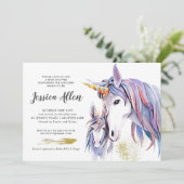 Petite Invitation de Baby shower Unicorn (Debout devant)