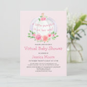 Petite invitation de Baby shower virtuel rose Citr (Debout devant)