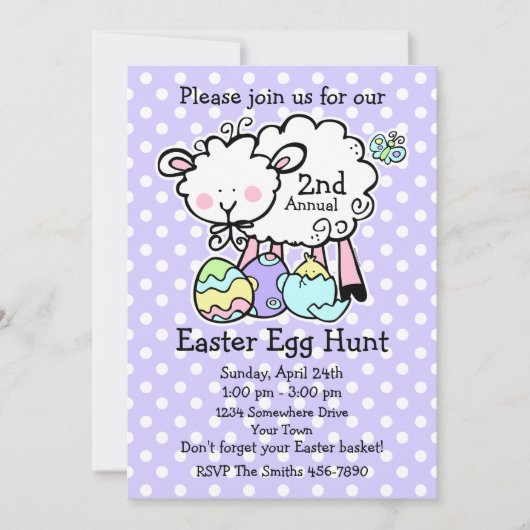 Petite invitation de chasse à oeuf de pâques (Devant)