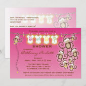 Petite invitation de douche de bébé de singe (Devant / Derrière)