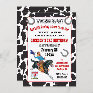 Petite invitation de fête d'anniversaire de cowboy