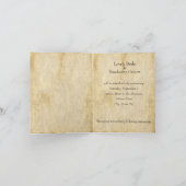 Petite invitation de mariage pliable vintage bleu (Intérieur)