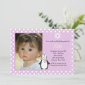 Petite invitation de photo de rose de pingouin (Debout devant)