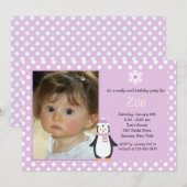 Petite invitation de photo de rose de pingouin (Devant / Derrière)