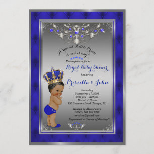 Petite invitation de prince baby shower, ARGENT